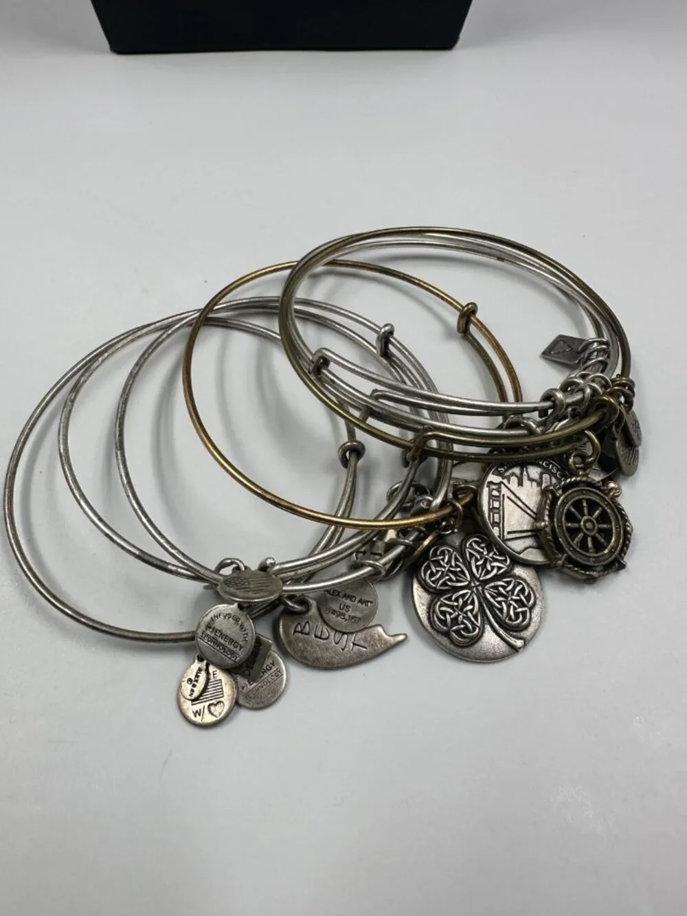 Alex and Ani Bracelet Lot Mixed Styles Expandable Charm Bangles Silver Tone